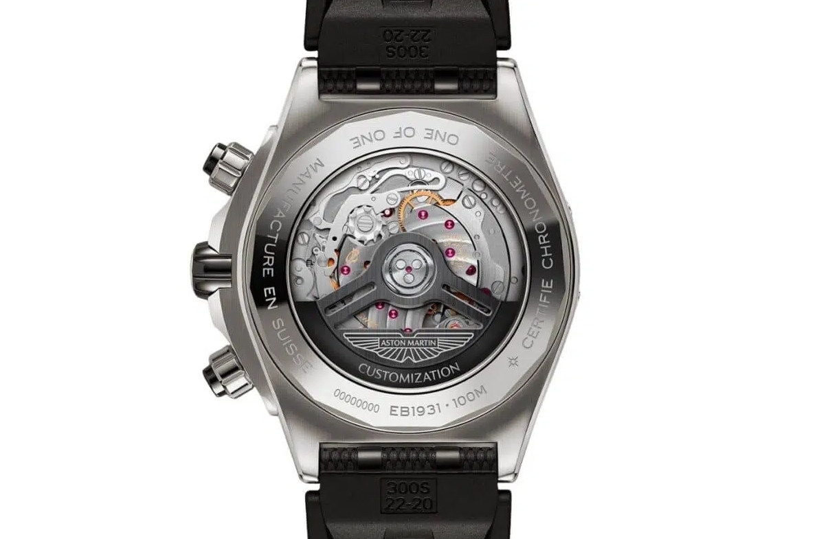 Breitling Super Chronomat display caseback and movement details